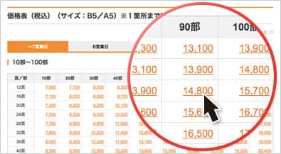 商品ページの料金表からお申し込み