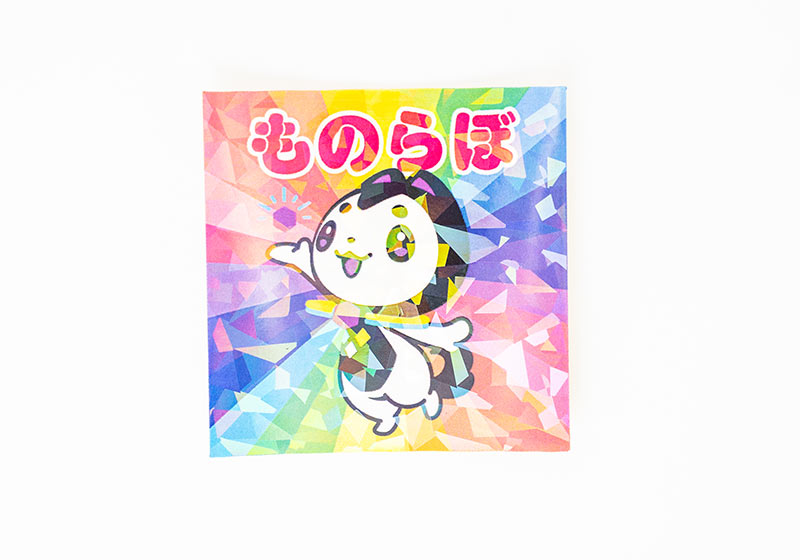ロゴとキャラクターを印刷した四角形のクリスタルシール