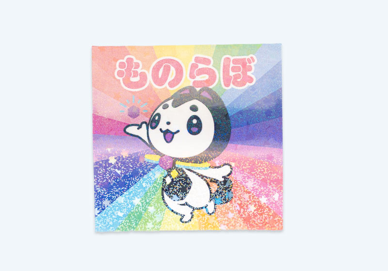 ロゴとキャラクターを印刷した四角形のスターシール