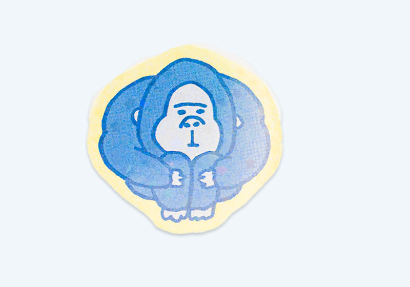 ゴリラのイラストの形にカットしたスターステッカー