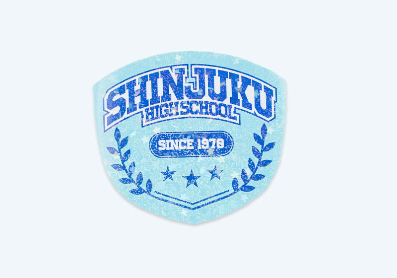 高校のエンブレム風ロゴを印刷したスターシール