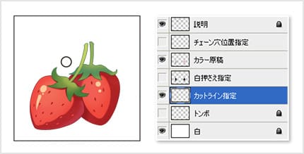 ストラップ穴位置指定・カットライン作成